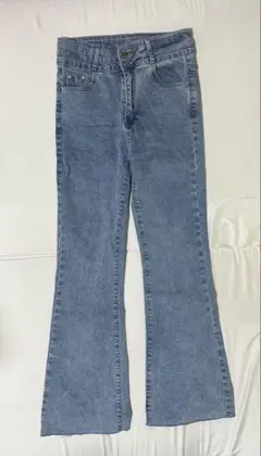 ハイウエストスリムフィットフレアデニム