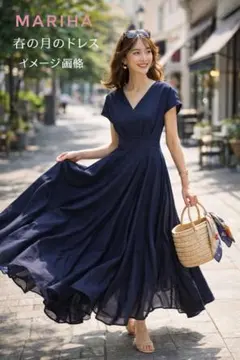 ★美品！7.9万円/MARIHA マリハ 春の月のワンピース ネイビー