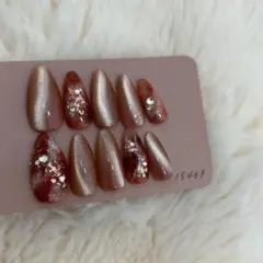 ネイルチップ　ハンドメイド　マグネット　ニュアンス　キラキラ　結婚式　成人式