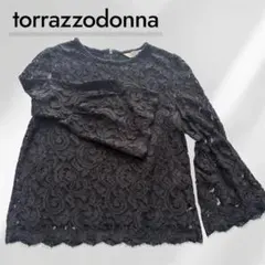 TORRAZZO DONNA 総レースブラウス　ベルスリーブ　ブラック　Fのサムネイル