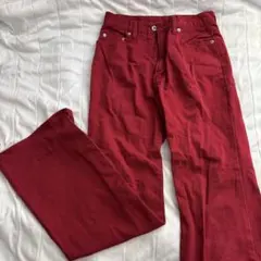 古着 ボトムス フレアパンツ デニム レッド 赤色