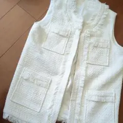 ELFR ホワイトツイードフリンジベスト♡春ジレ