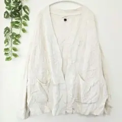 海外古着 Universal Thread コットン ニットカーディガン 白 L