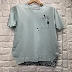 グラニフ ペンギン刺繍 ポケットTシャツ S レイヤード 総柄