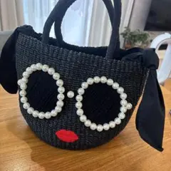 a-jolieパールサングラス かごバッグ（ブラック）大サイズ