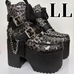 新品 LLサイズ ⚜yosuke⚜ ハーネスベルト厚底ブーツ ヒョウ柄のサムネイル