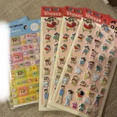 【3点セット】クレヨンしんちゃん　タイルシール　ぷっくりシール