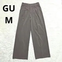 GU タックワイドパンツ ブラウン M