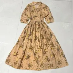 美品 マックスマーラ VELES 花鳥柄プリント コットンフレアワンピース