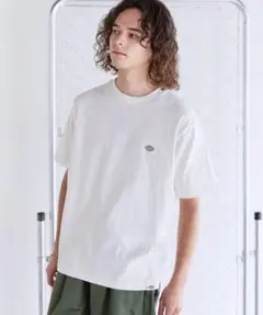 Dickies 天竺ワッペン半袖Tシャツ 白 ホワイト ワンポイント シンプル