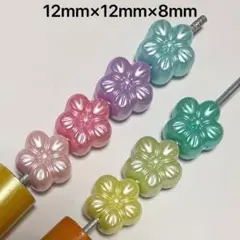 (SALE)パール風カラーお花ビーズ ビーズボールペン カスタムボールペン