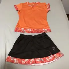 オレンジフラワープリントスポーツウェアセット