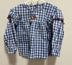 トップス　チェック　刺繍　100cm