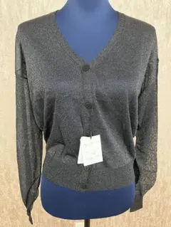 GRL ラメ入り黒ボタン付きカーディガン