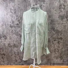 ✨Discoat✨ディスコート♡シャツ♡オーバーサイズ♡ロング丈♡緑系(F)
