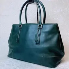 vintage coach leather totebag greenのサムネイル