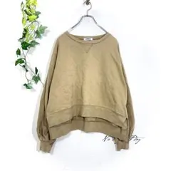 オムネス ゆったりオーバーサイズスウェット ボリューム袖 裏起毛 キャメル