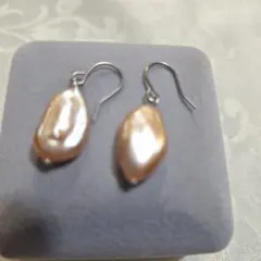 特価品　大粒　淡水パールのチタンピアス