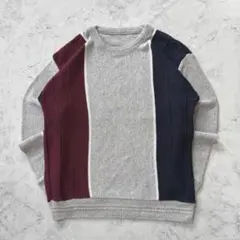 配色ニット セーター マルチカラー 古着 ノームコア カジュアル y2k