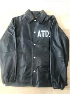 AT-DIRTY ブラックレザージャケット アットダーティ ボールド レザー コーチジャケット ブラック AT