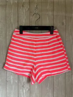 【9390】GU ジーユー オレンジと白のストライプショートパンツ S