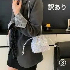 スパンコール巾着ミニショルダー白×オーロラ斜めがけポシェット韓国風 大人可愛い③