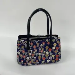 花柄ネイビー和装用バッグ