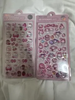 ハローキティ＋マイメロディ風 3Dステッカー 2枚セット