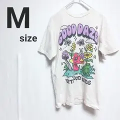 メンズ プリントTシャツ M 半袖 ベージュ 古着 夏服 カジュアル 人気 春