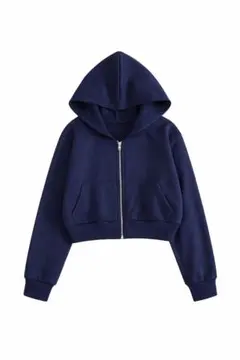 ジップアップドロップショルダークロップド パーカー