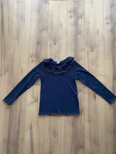 &mignonネイビー フリル付き 長袖カットソー 120 バースデー