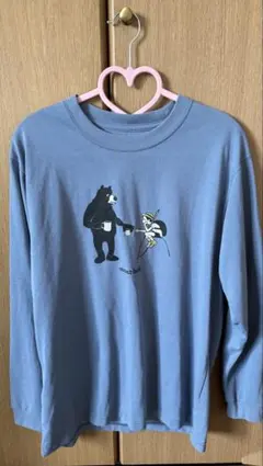 クマとシマウマイラスト長袖Tシャツ S