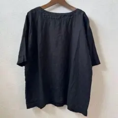 Atelier d'antan アトリエダンタン 黒リネンプルオーバーブラウス