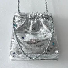 ビジューメタリックショルダーバッグ チェーンバッグ 2way