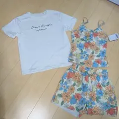150 水着 3点セットラッシュガードTシャツ キャミソール ショートパンツ
