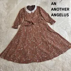 an another angelus　花柄　ロングワンピース　フリルカラー　茶色