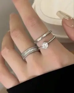 shein リング　シルバー　3点セット