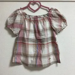 ブルーレーベルクレストブリッジ　チェック ブラウス オフショル