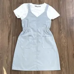 SHEIN 半袖ワンピース 9Y ライトグレー