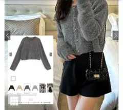 GRL ラメシャギーニットショート丈カーディガン