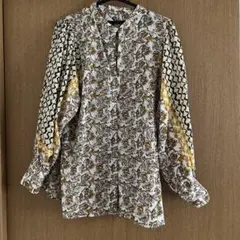 ungridアングリッド ペイズリー柄パフスリーブ長袖シャツ ブラウス イエロー