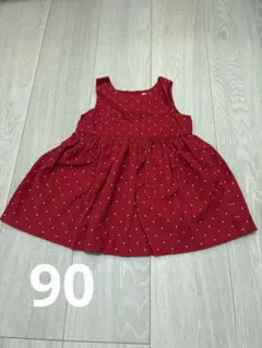 赤いドット柄ワンピース 18-24ヶ月【90】