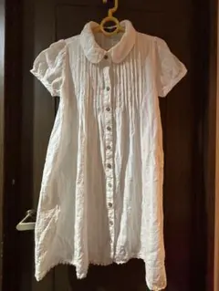 JINTY ホワイト 半袖チュニックブラウス L