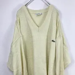90s ラコステ lacoste Vネック コットン ニット イエローベージュ