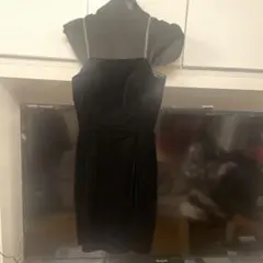 ベルベットワンピースドレス黒　サイズ9 結婚式パーティ