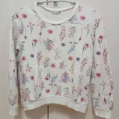 ブランシェス　女の子　長袖トレーナー　130　花柄　ホワイトトレーナー