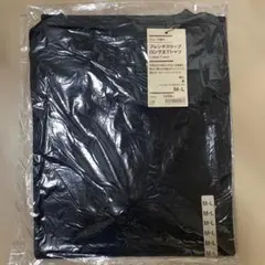 新品未開封 無印 スムース編み フレンチスリーブ ロング丈Tシャツ 黒 M-Lのサムネイル