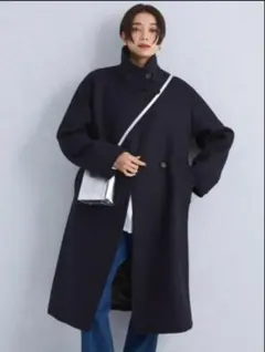 ✳️美品✳️グリーンレーベルリラクシング ノーカラーコートベージュ 