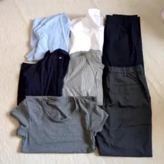 7点セット　オフィス　着回しコーデ　パンツスタイル　寒色系＋グレー＆ホワイト　F