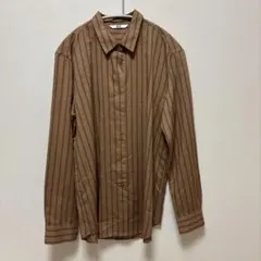 【人気】UNIQLO ユニクロ 長袖シャツ ピンストライプ とろみ М ブラウン